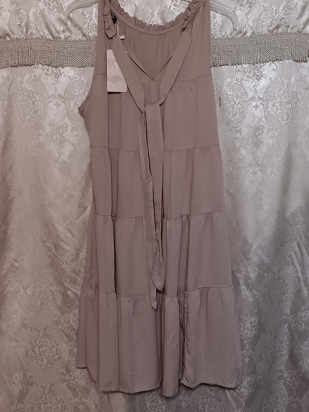Sleeveless Tiered Midi Dress in Dusty Mauve